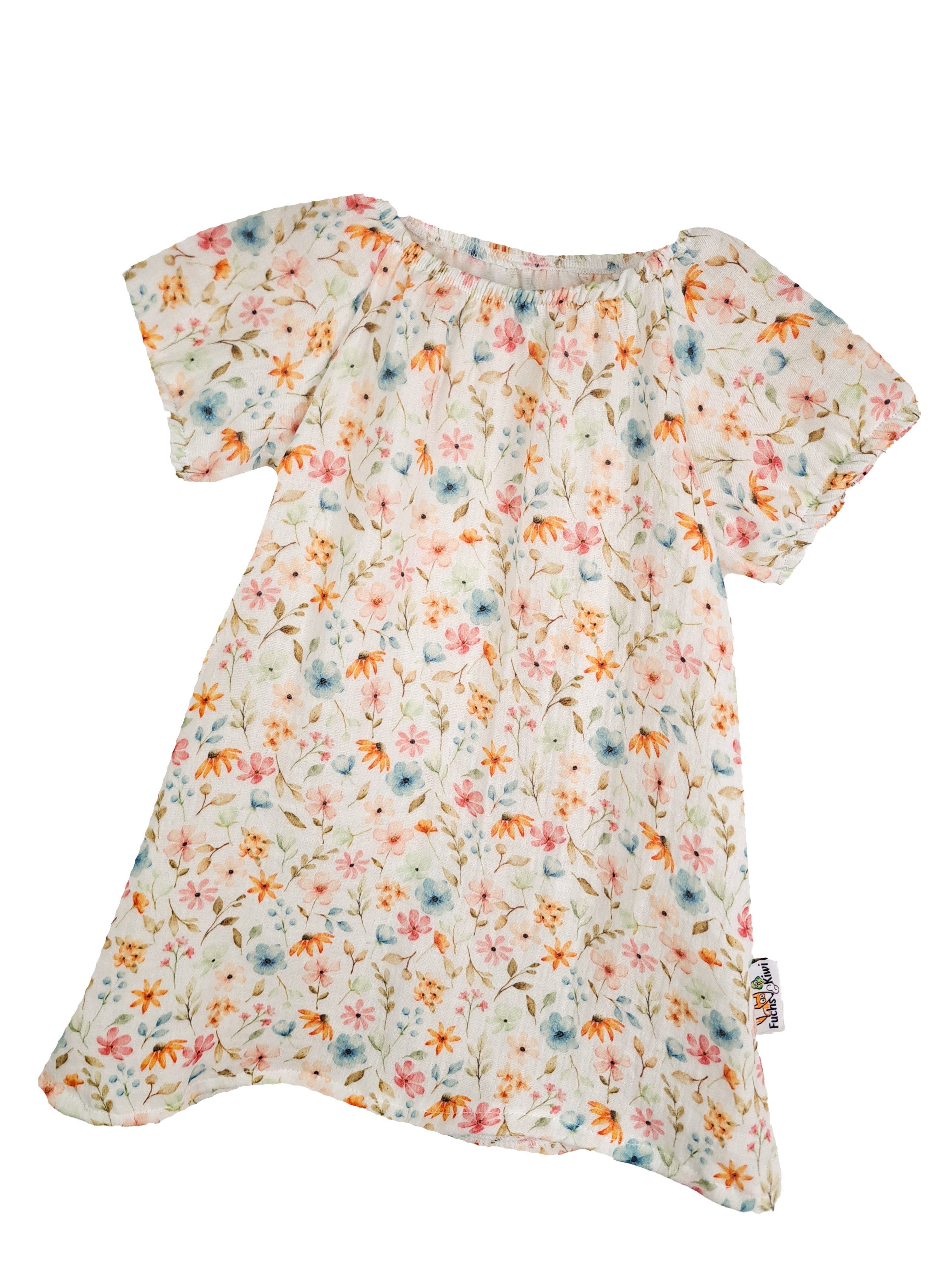 Kurzarmkleid Musselin Streublumenwiese 86/92