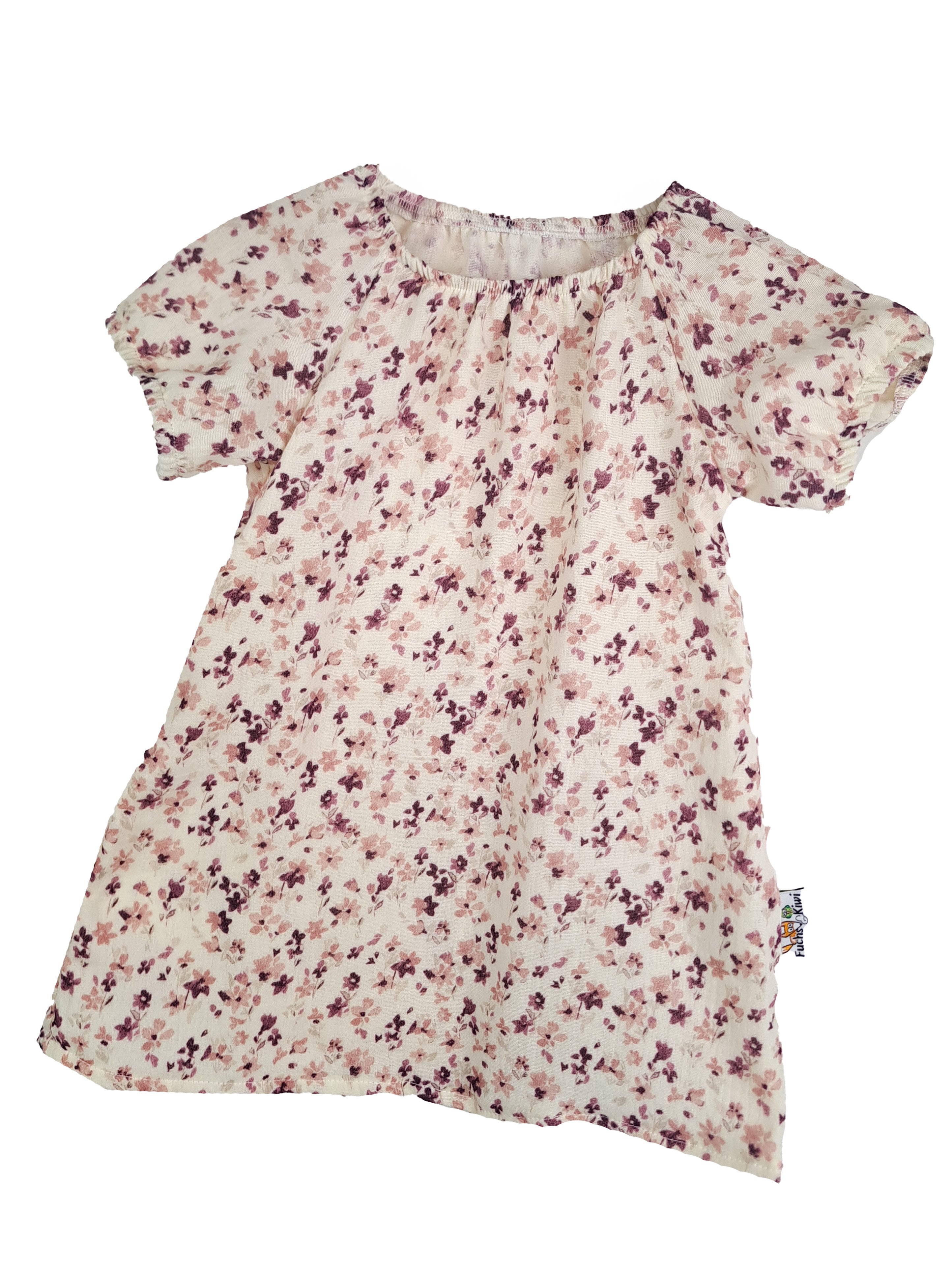 T-Shirt mit Umschlagarmen Musselin Blümchen flieder 86/92