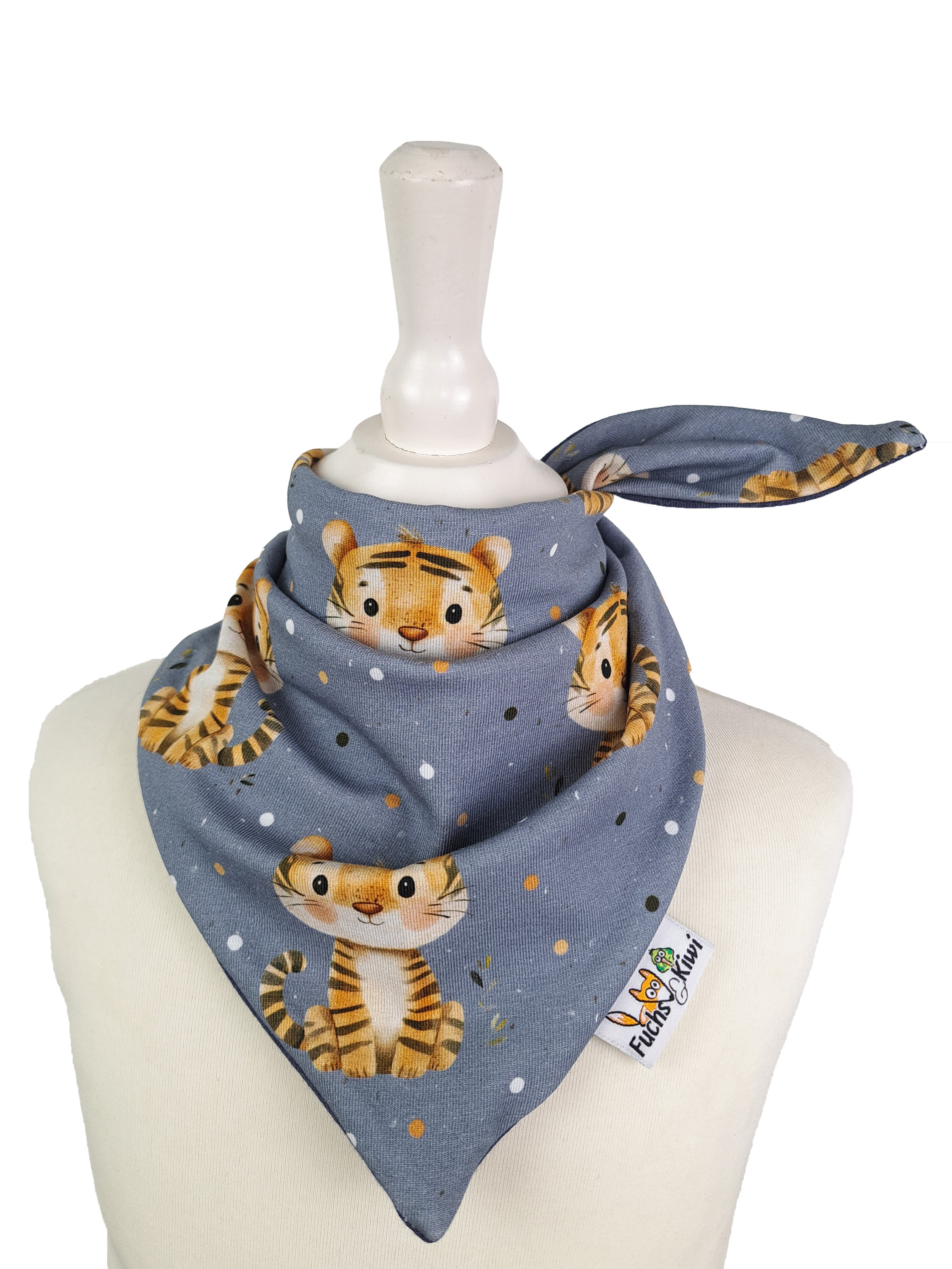 Halstuch zum Binden Tiger blau