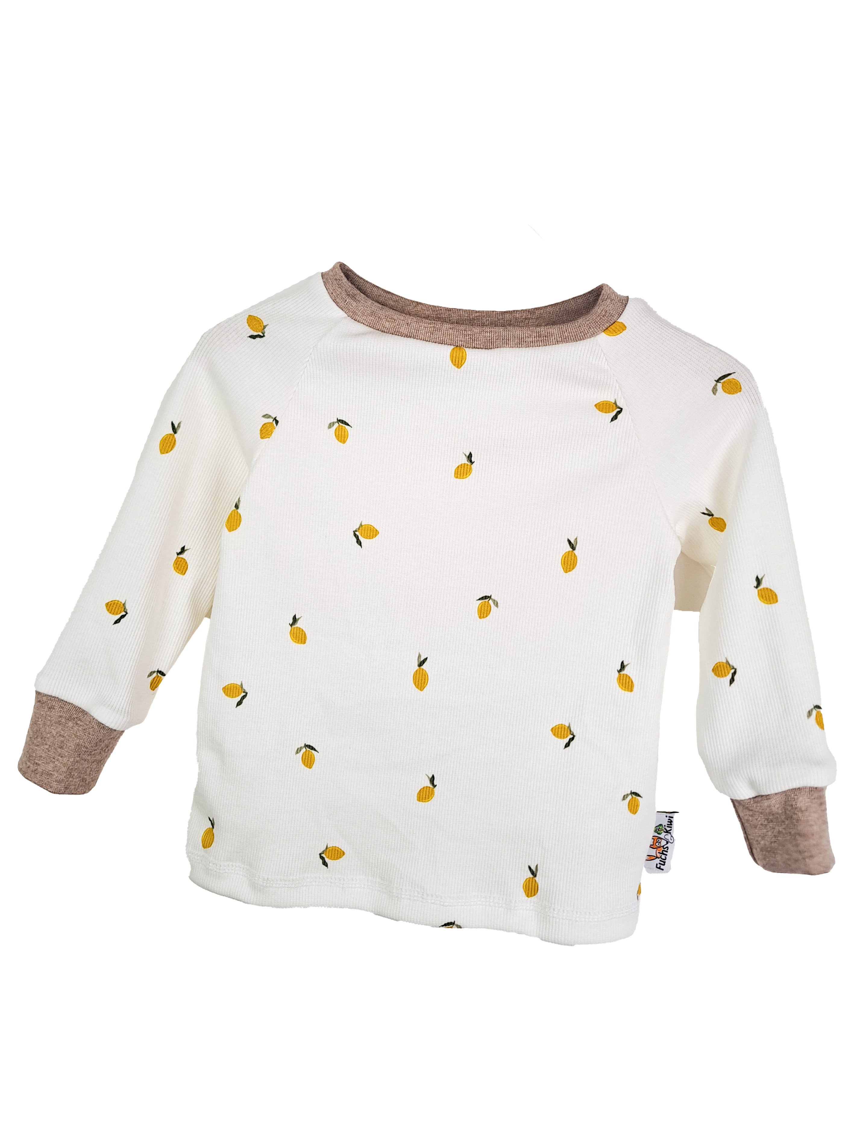 Langarmshirt Feinripp Zitronen 74/80