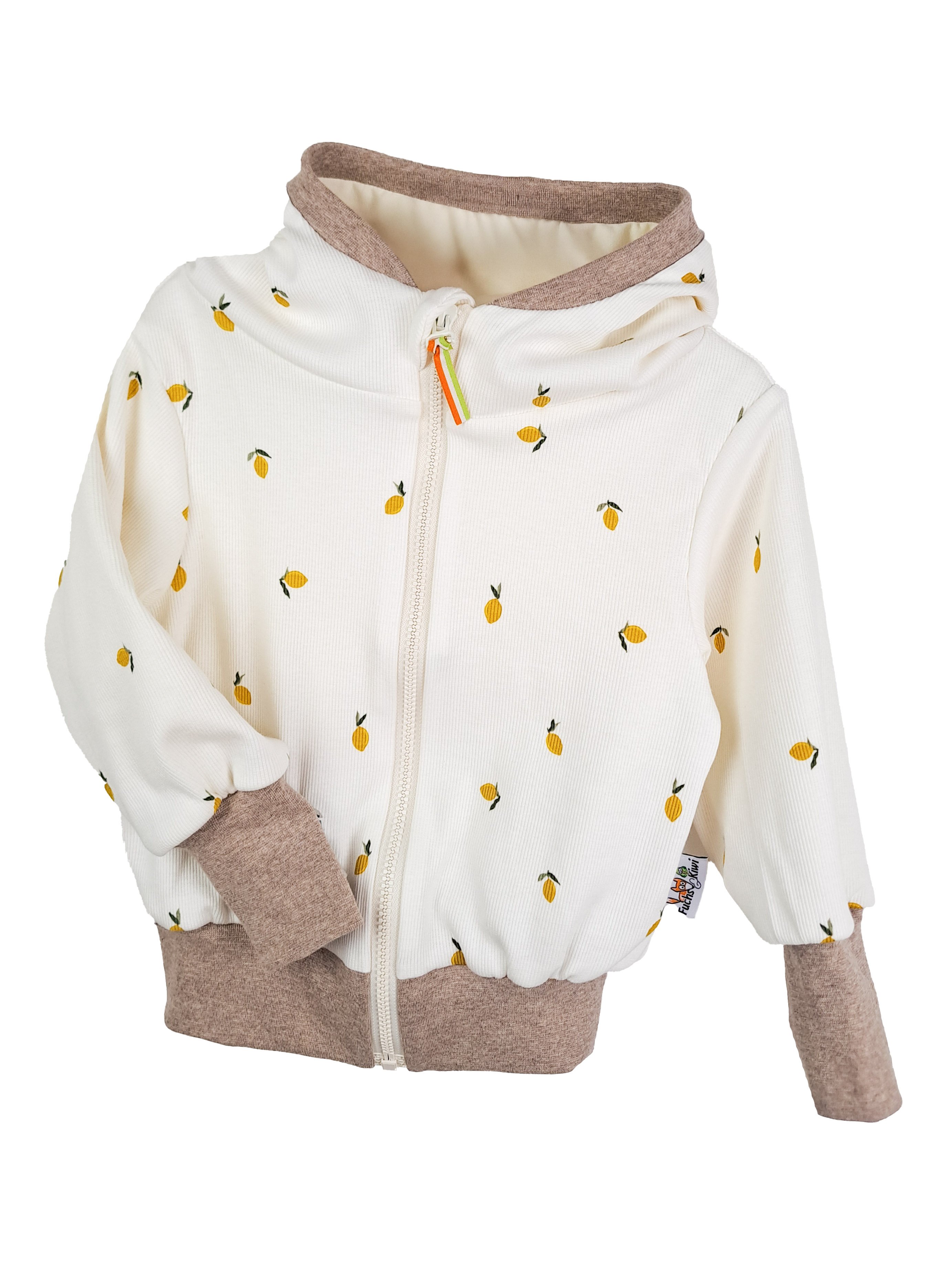 Sweatjacke Feinripp Zitronen 86/92 doppellagig