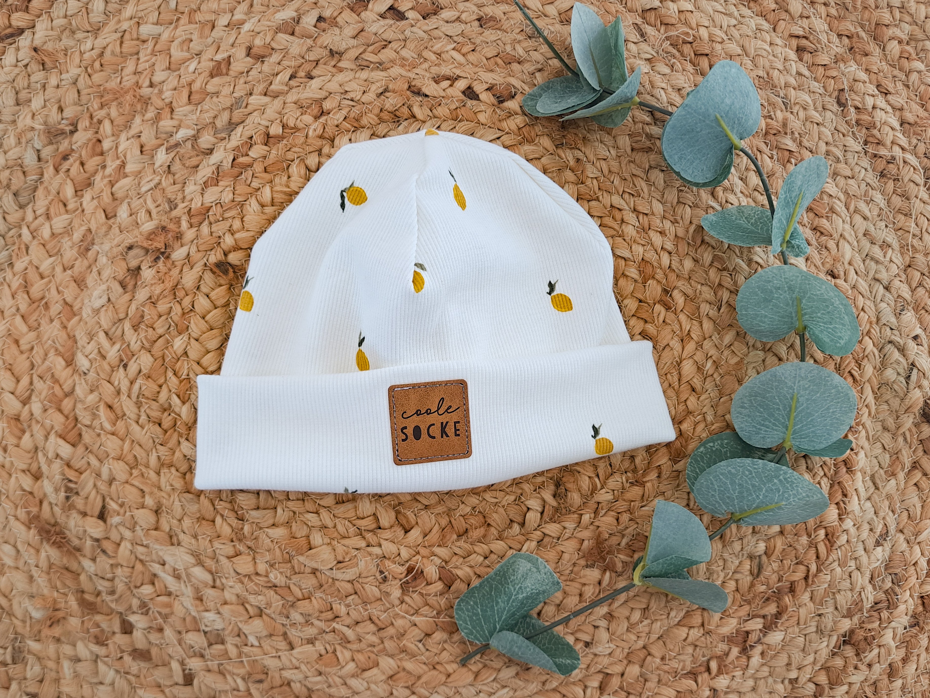 Hipster Beanie Feinripp  Zitronen 46-48 