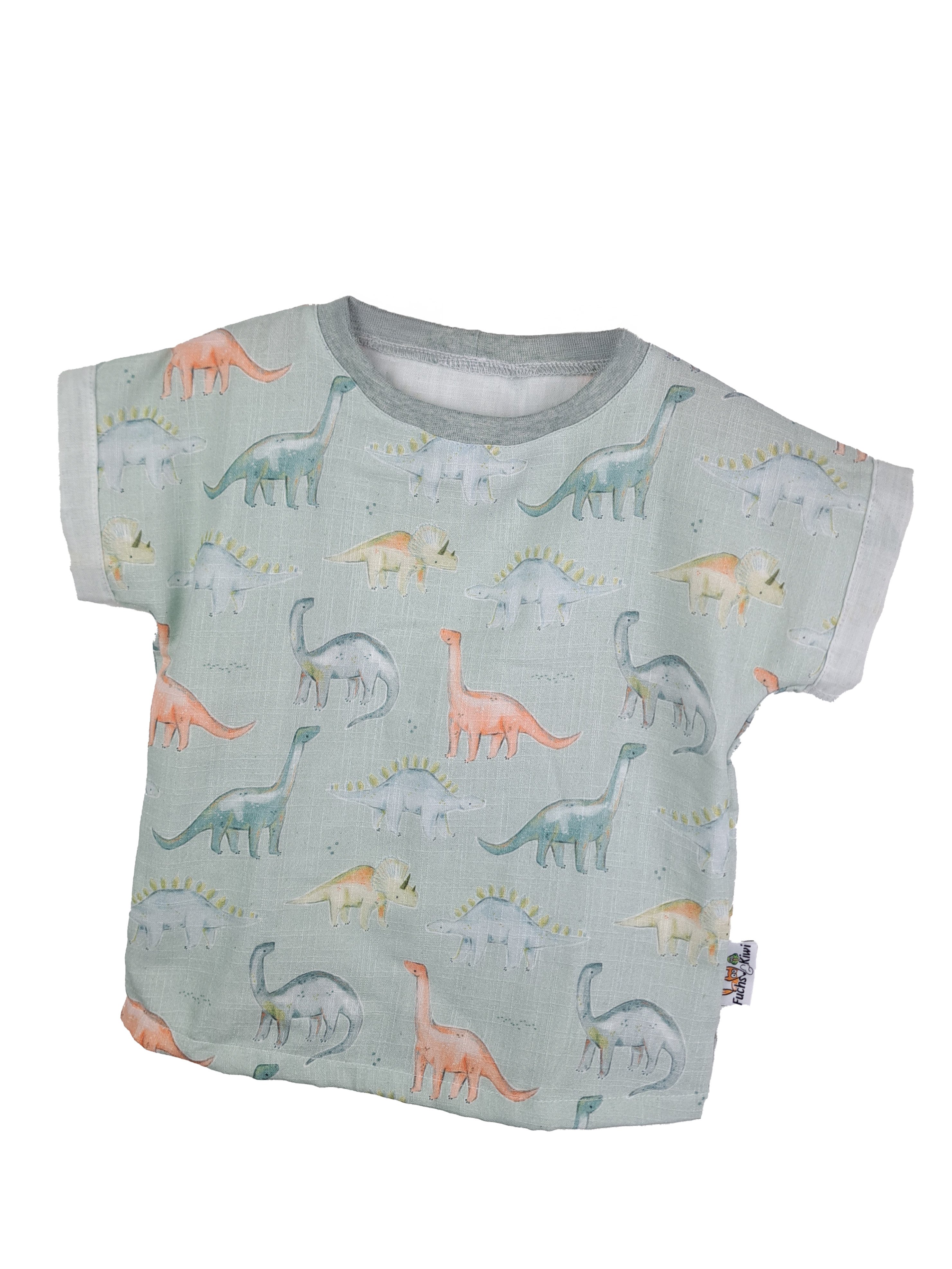T-Shirt mit Umschlagarmen Musselin Dinoliebe 86/92