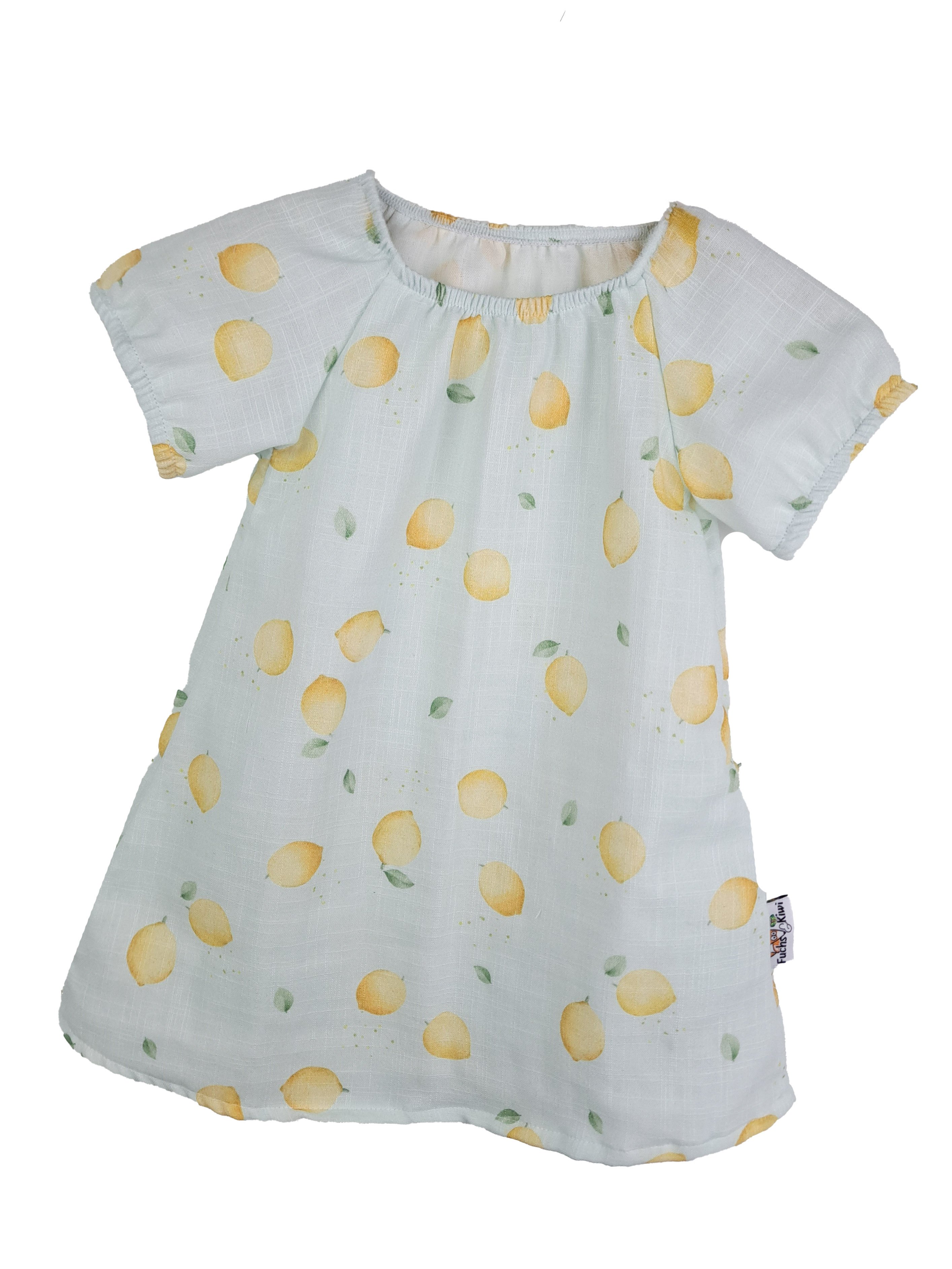 Kurzarmkleid Musselin Zitronen 86/92