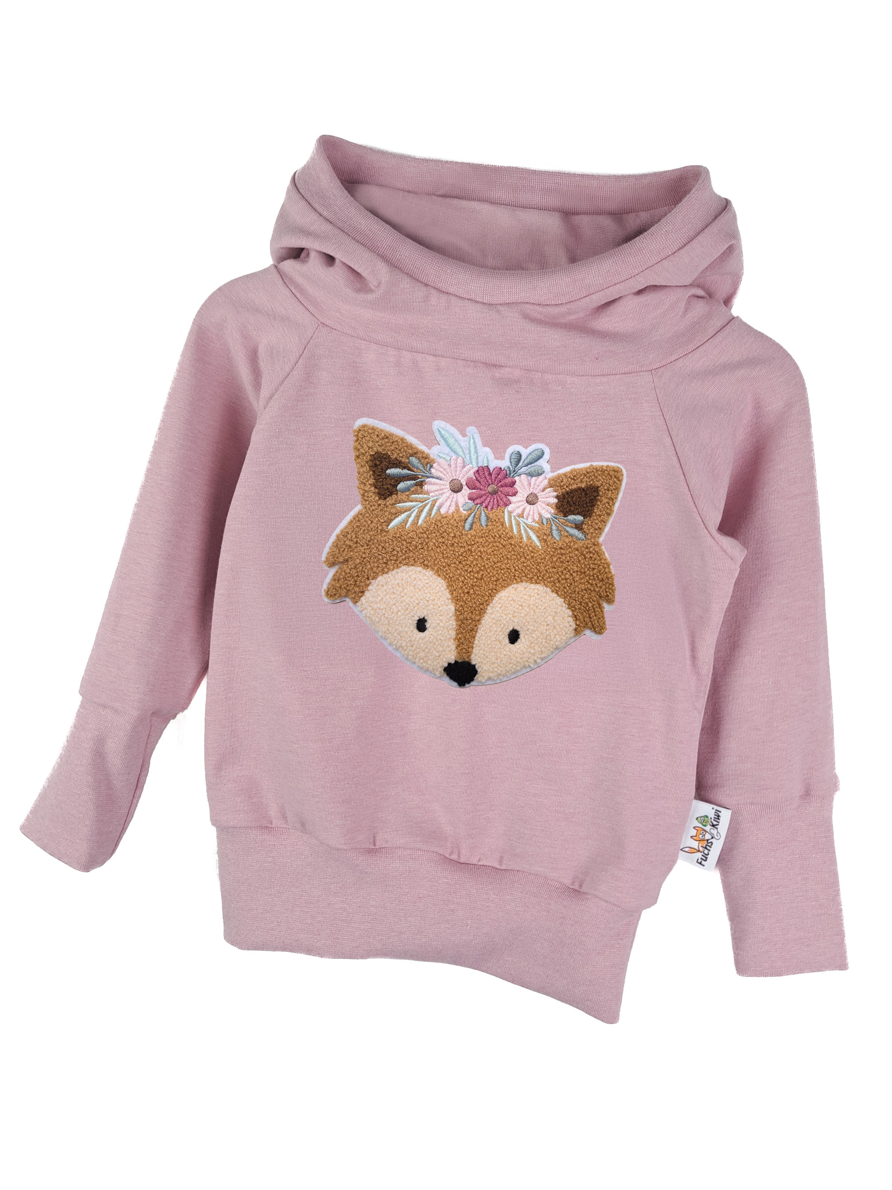 Hoodie Blumenfuchs-Patch rosa