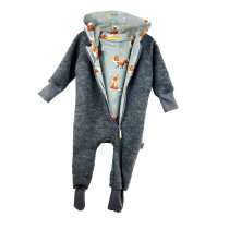 Walkoverall aus Merino Wollfleece grau mit Fuchsi grau