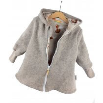 Walkmantel Walk sand meliert mit Fuchsi creme 98/104