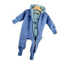 Walkoverall Walk rauchblau meliert mit Traktoren blau 122/128