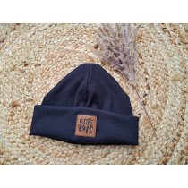 Hipster Beanie Feinripp dunkelblau 35-37
