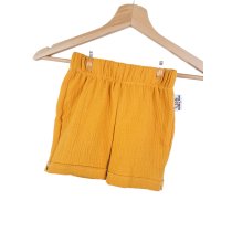 Kurze Shorts Musselin senfgelb