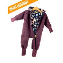 Walkoverall flieder meliert mit Vögelchen dunkelblau