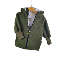 Walkjacke moosgrün meliert mit Faultierliebe