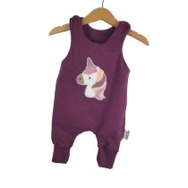 Strampler Einhornkopf-Patch flieder 56