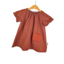 Indi Kurzarmkleid Leinen rost mit uni rost