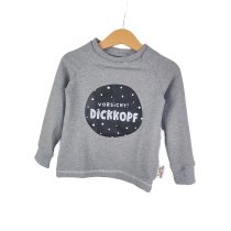 Langarmshirt Vorsicht Dickkopf-Patch grau
