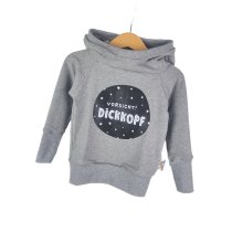 Hoodie Vorsicht Dickkopf-Patch grau