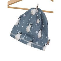 Beanie Pinguine blau 35-37