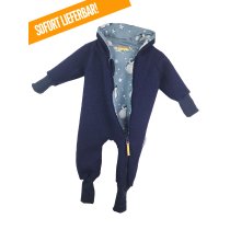 Walkoverall blau mit Pinguine blau