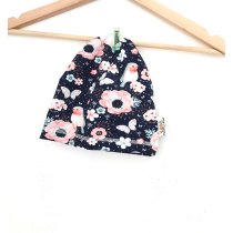 Beanie Vögelchen dunkelblau 38-40 mit Fleece