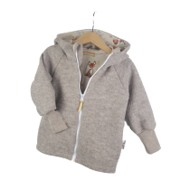 Walkjacke Merinofleece sand mit Fuchsi creme 86/92