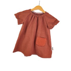 Indi Kurzarmkleid Leinen rost mit uni rost