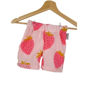 Kurze Shorts Musselin Erdbeeren