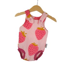 Sommerstrampler Musselin Erdbeeren