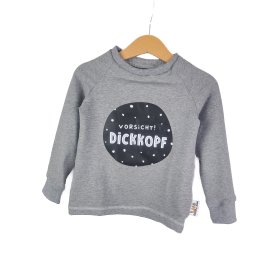 Langarmshirt Vorsicht Dickkopf-Patch grau
