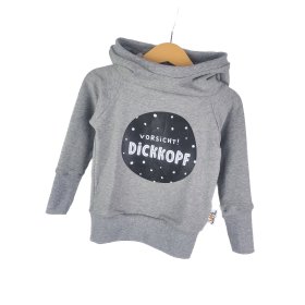 Hoodie Vorsicht Dickkopf-Patch grau
