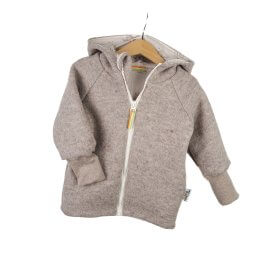 Walkjacke sand meliert mit Löwenfamilie