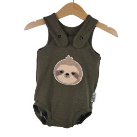 Sommerstrampler Faultier-Patch khaki