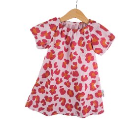 Kurzarmkleid Musselin Leo pink