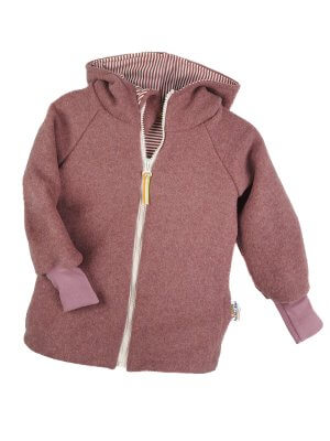 Walkjacke Merino Wollfleece altrosa mit Streifen mauve 86/92