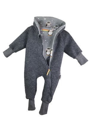 Walkoverall grau mit Pinguinliebe