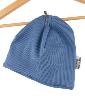 Beanie Feinripp rauchblau 46-48 