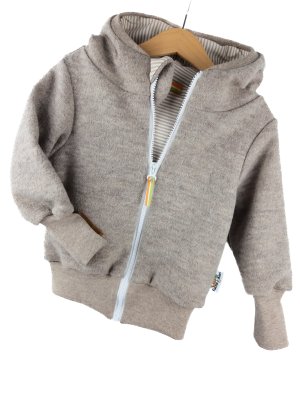 Walkjacke Walk sand meliert mit Streifen beige 146/152 mit Taschen