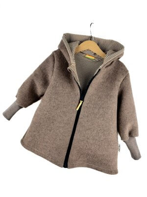 Walkmantel Walk braun meliert mit Streifen karamell 98/104