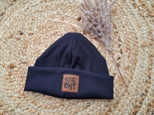 Hipster Beanie Feinripp dunkelblau 38-40