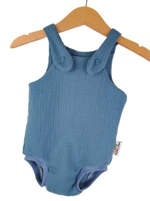 Sommerstrampler Musselin rauchblau