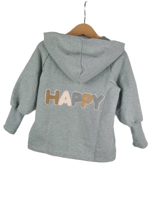 Sweatjacke mit Patch HAPPY mint meliert