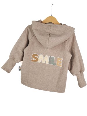 Sweatjacke mit Patch SMILE sand meliert