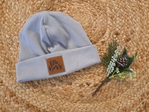 Hipster Beanie Feinripp grau 50-54 LOGO Little Boss