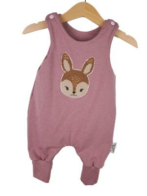 Strampler Reh-Patch rosa