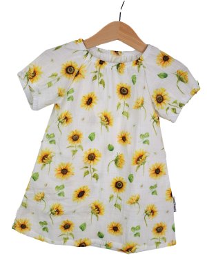 Kurzarmkleid Musselin Sonnenblumen