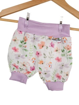 Kurze Hose Musselin Blumen pastell