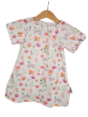 Kurzarmkleid Musselin Blumen pastell