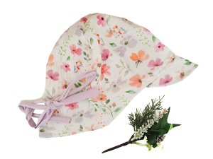 Sommerhut Musselin Blumen pastell