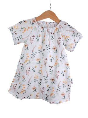 Kurzarmkleid Musselin Streublumen