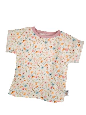 T-Shirt mit Umschlagarmen Musselin Streublumenwiese 86/92