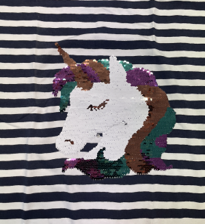 JERSEY Einhorn PANEL Wendepaillette 150 X 70 CM